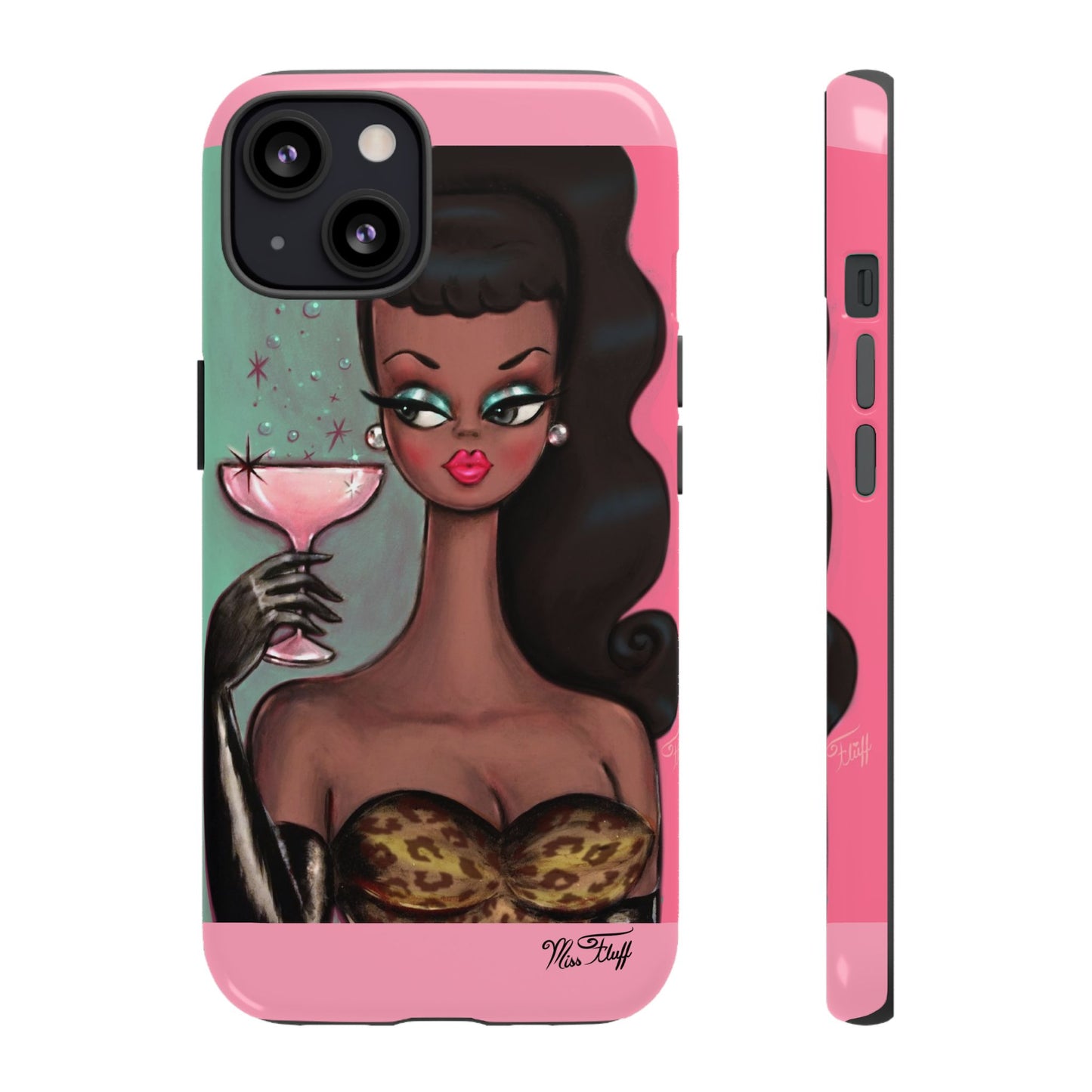 Brunette with Pink Champagne • Tough Phone Case