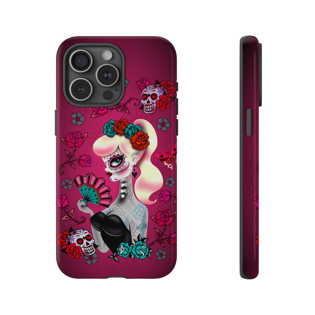 Blonde Sugar Skull Pinup Girl • Tough Phone Case