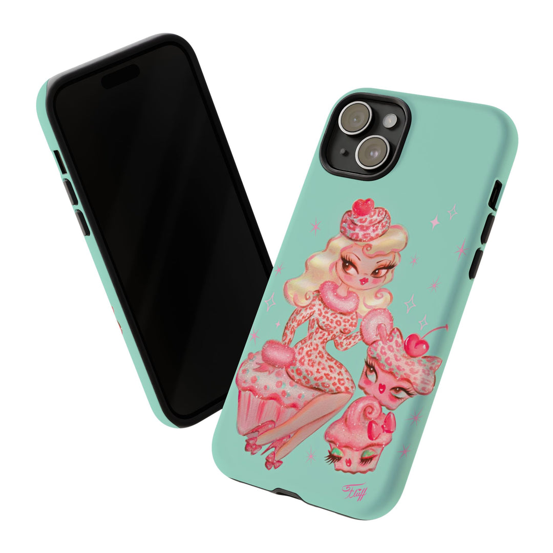 Leopard and Pink Cupcake Girl • Tough Phone Case