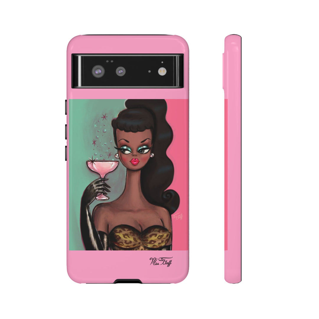 Brunette with Pink Champagne • Tough Phone Case