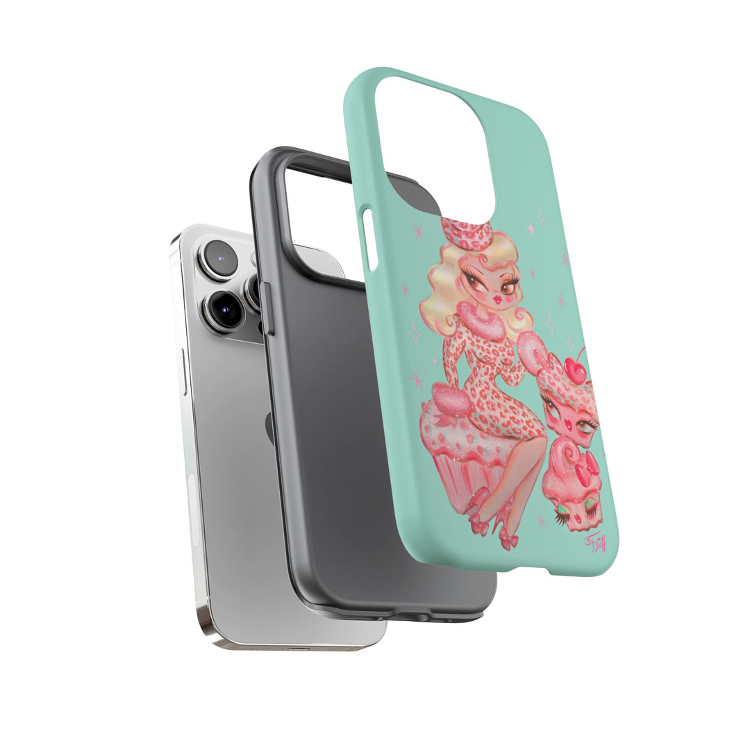 Leopard and Pink Cupcake Girl • Tough Phone Case