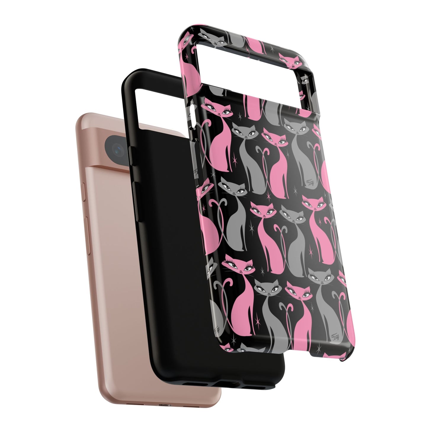 Mod Love Cats on Black • Tough Phone Case