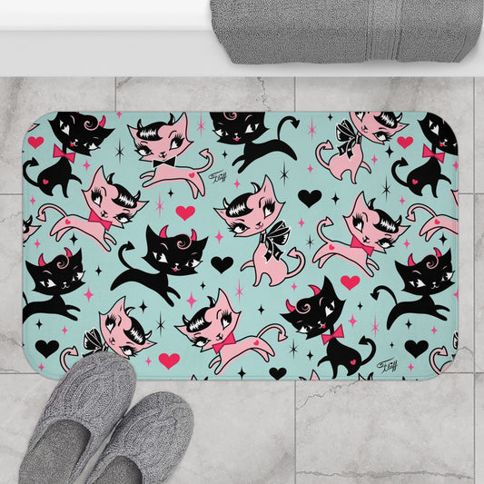 Devil Kitties Mint  • Bath Mat