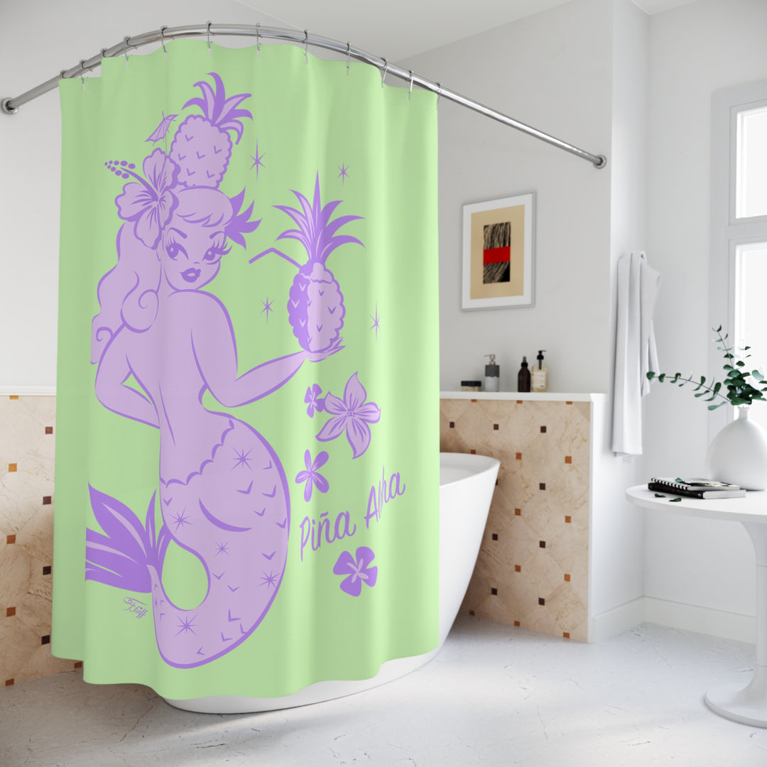 Purple Pineapple Mermaid Grotto • Shower Curtain