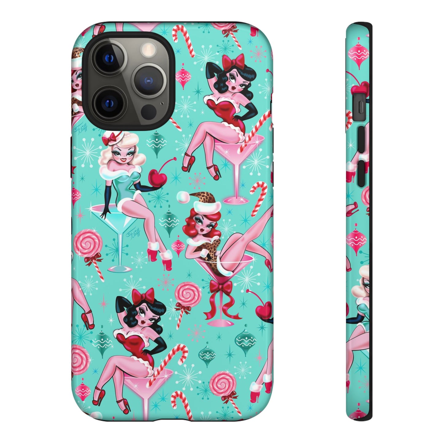 Christmas Candy Martini Pinup Girls • Tough Phone Case