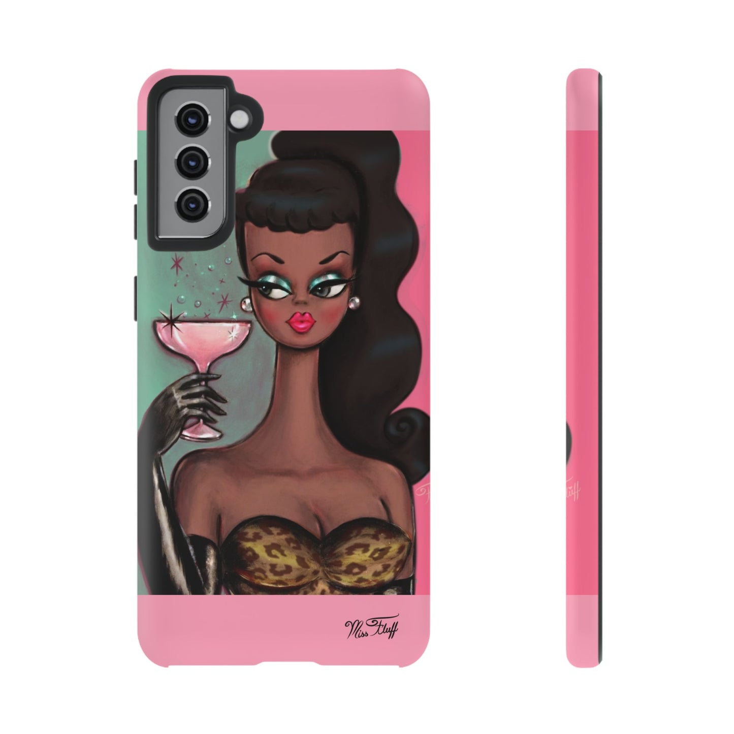 Brunette with Pink Champagne • Tough Phone Case