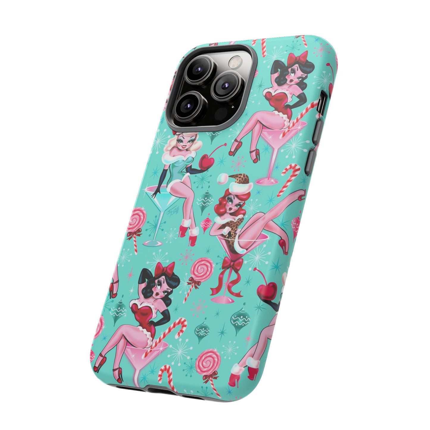 Christmas Candy Martini Pinup Girls • Tough Phone Case