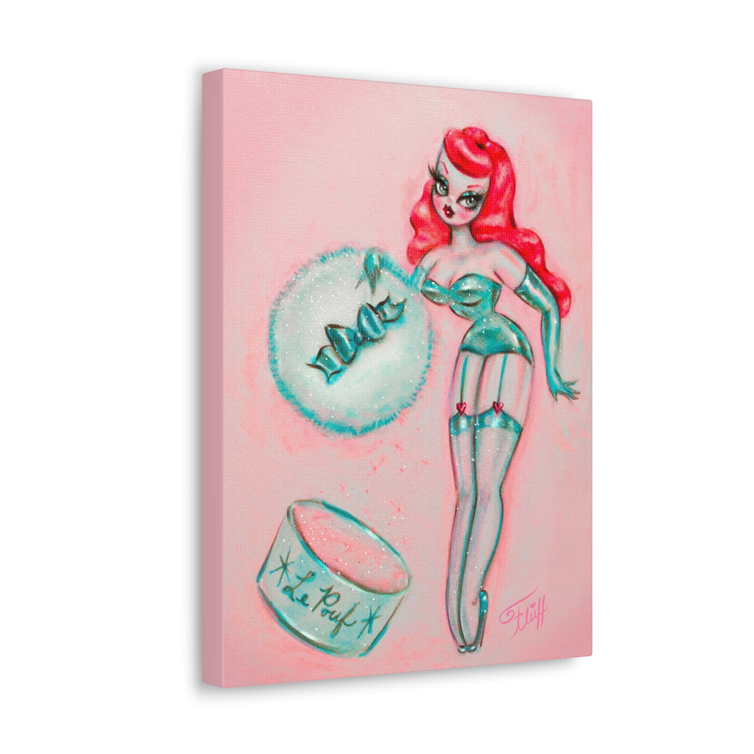 Redhead Mint Powder Puff Girl • Canvas Gallery Wrap