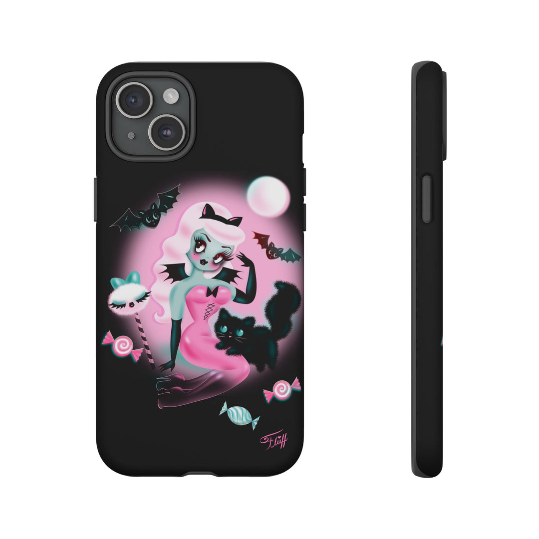 Pastel Candy Vampire with Kitty on Black • Tough Phone Case