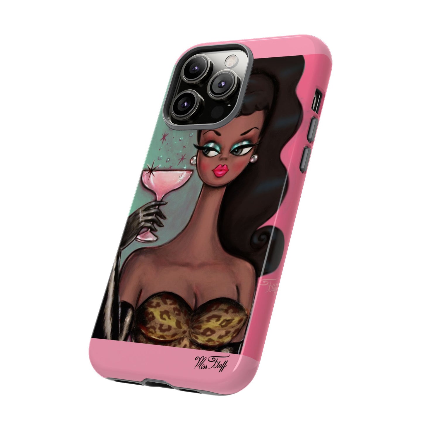 Brunette with Pink Champagne • Tough Phone Case