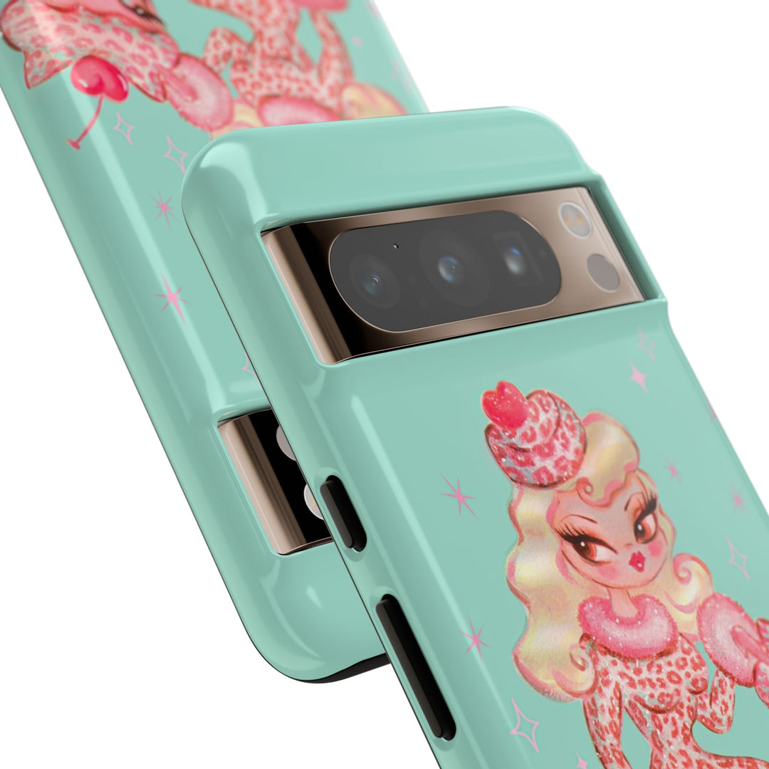 Leopard and Pink Cupcake Girl • Tough Phone Case