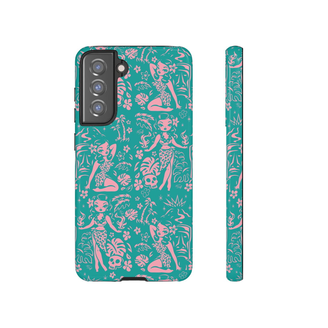 Tiki Temptress - Aqua and Pink • Tough Phone Case