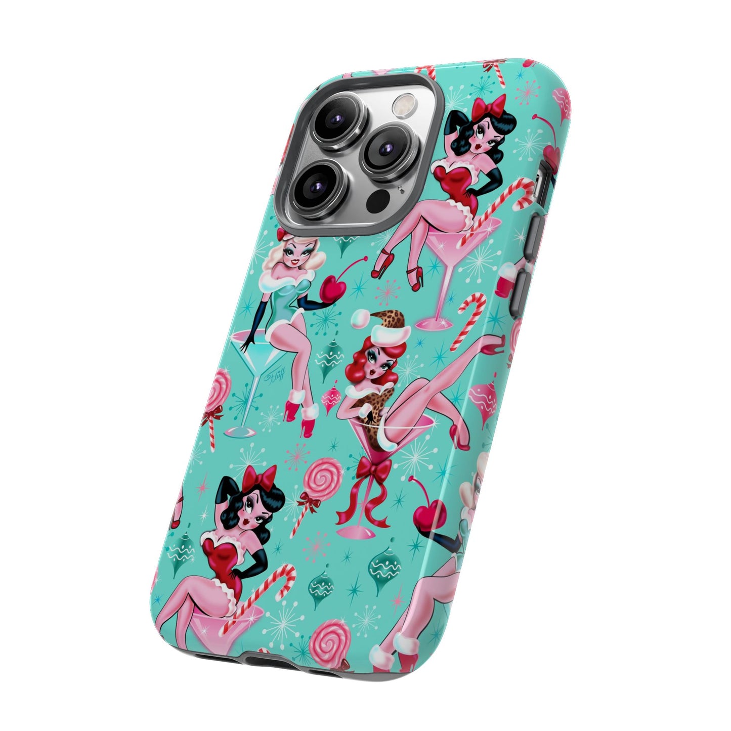 Christmas Candy Martini Pinup Girls • Tough Phone Case