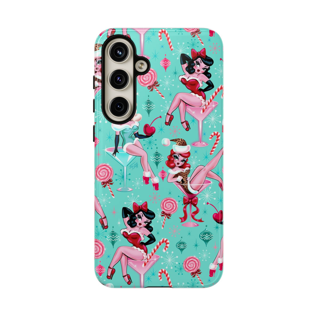 Christmas Candy Martini Pinup Girls • Tough Phone Case