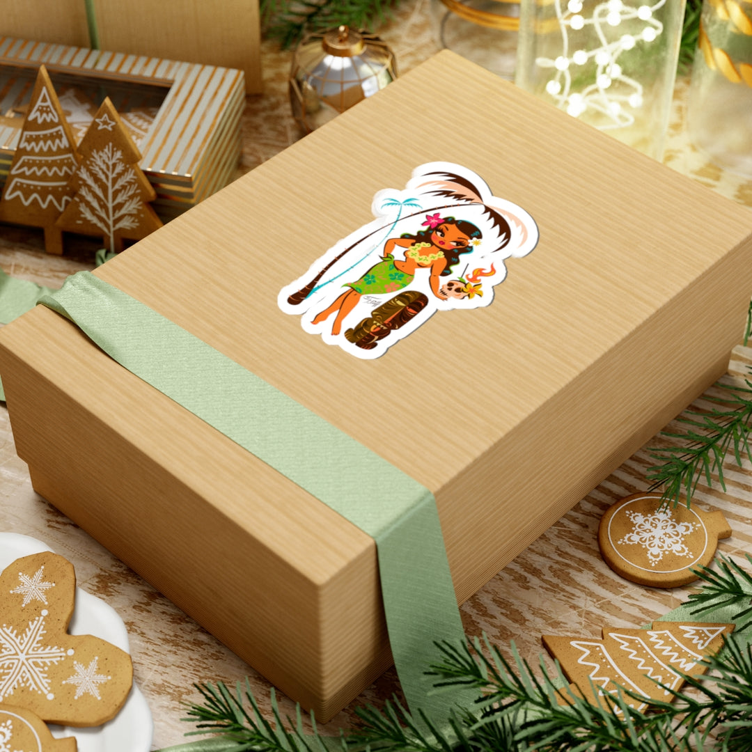 Tiki Temptress • With Skull Mug Cocktail • Kiss-Cut Sticker