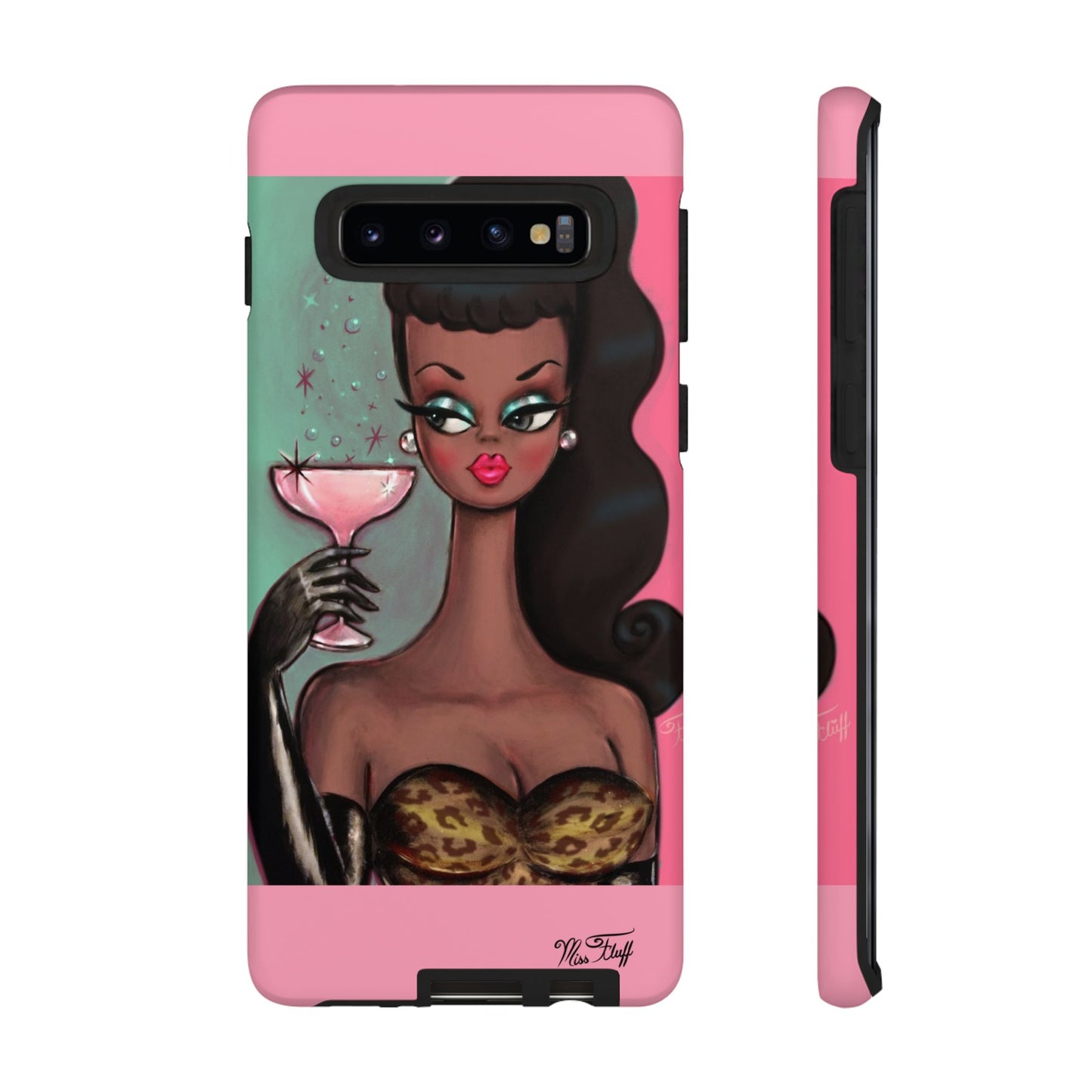 Brunette with Pink Champagne • Tough Phone Case