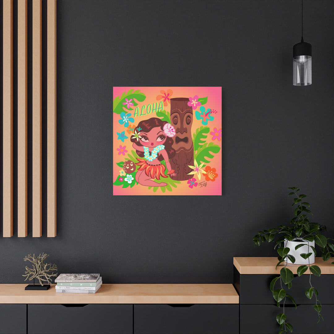 Hula Cutie with Tiki • Canvas Gallery Wrap