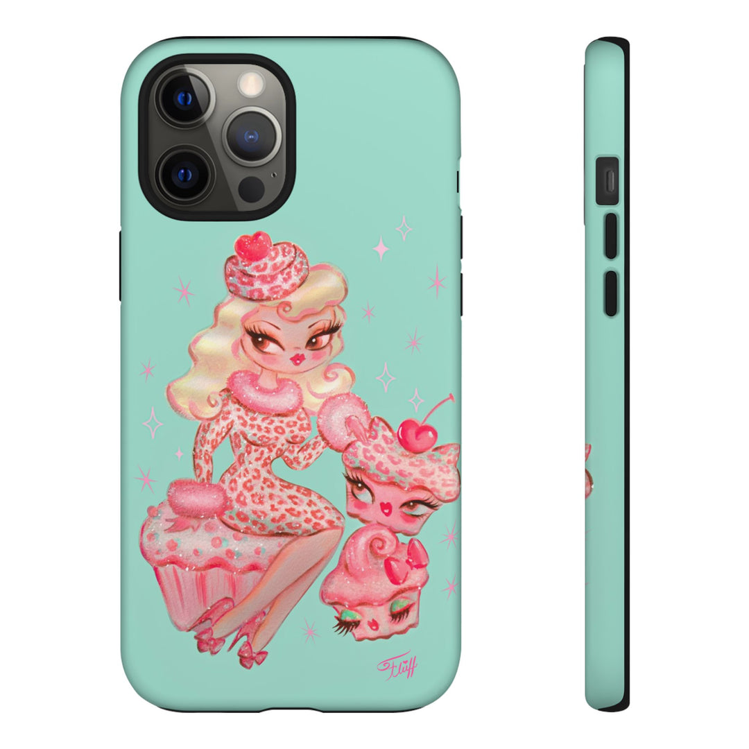 Leopard and Pink Cupcake Girl • Tough Phone Case