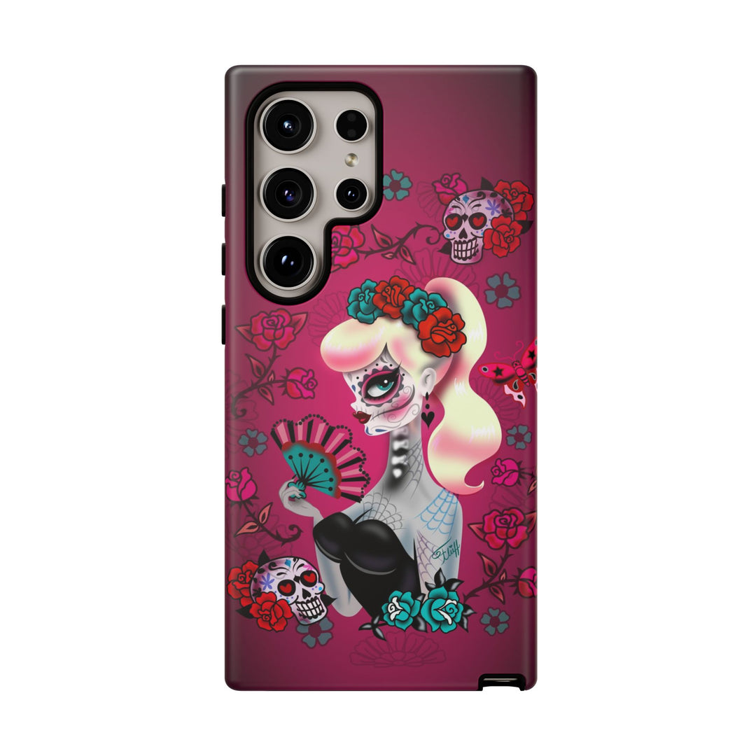 Blonde Sugar Skull Pinup Girl • Tough Phone Case