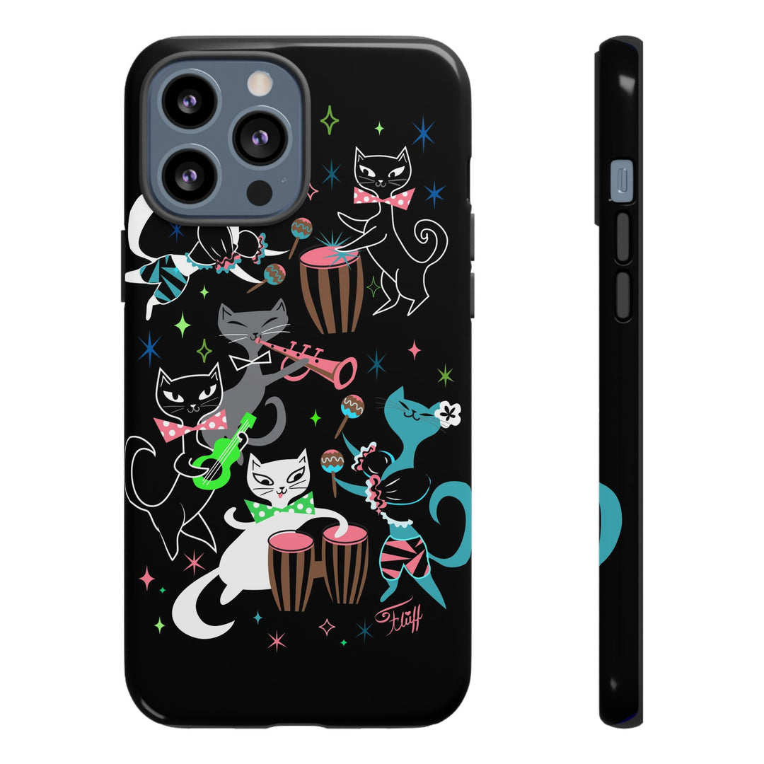 Mambo Kitties Band on Black • Tough Phone Case