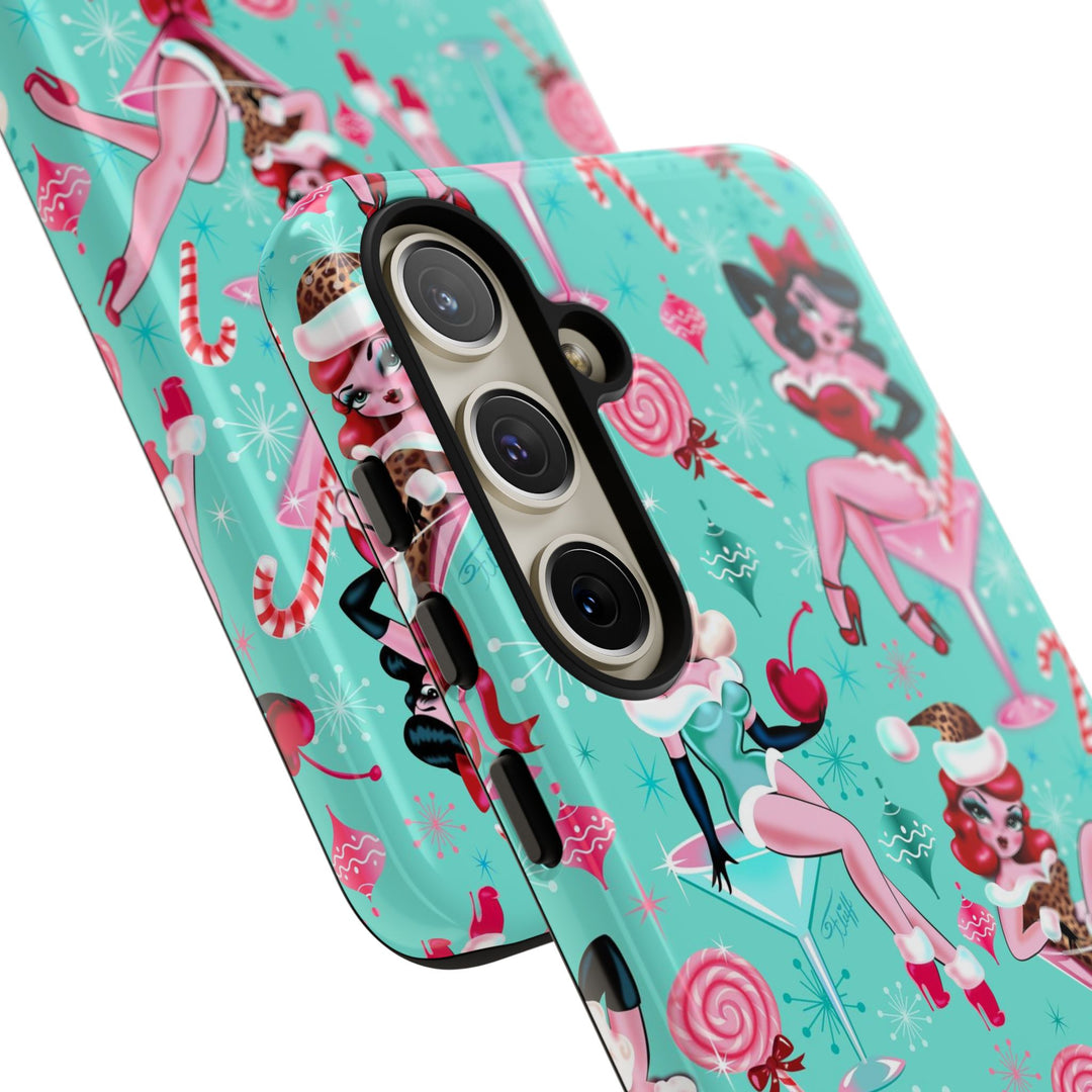 Christmas Candy Martini Pinup Girls • Tough Phone Case