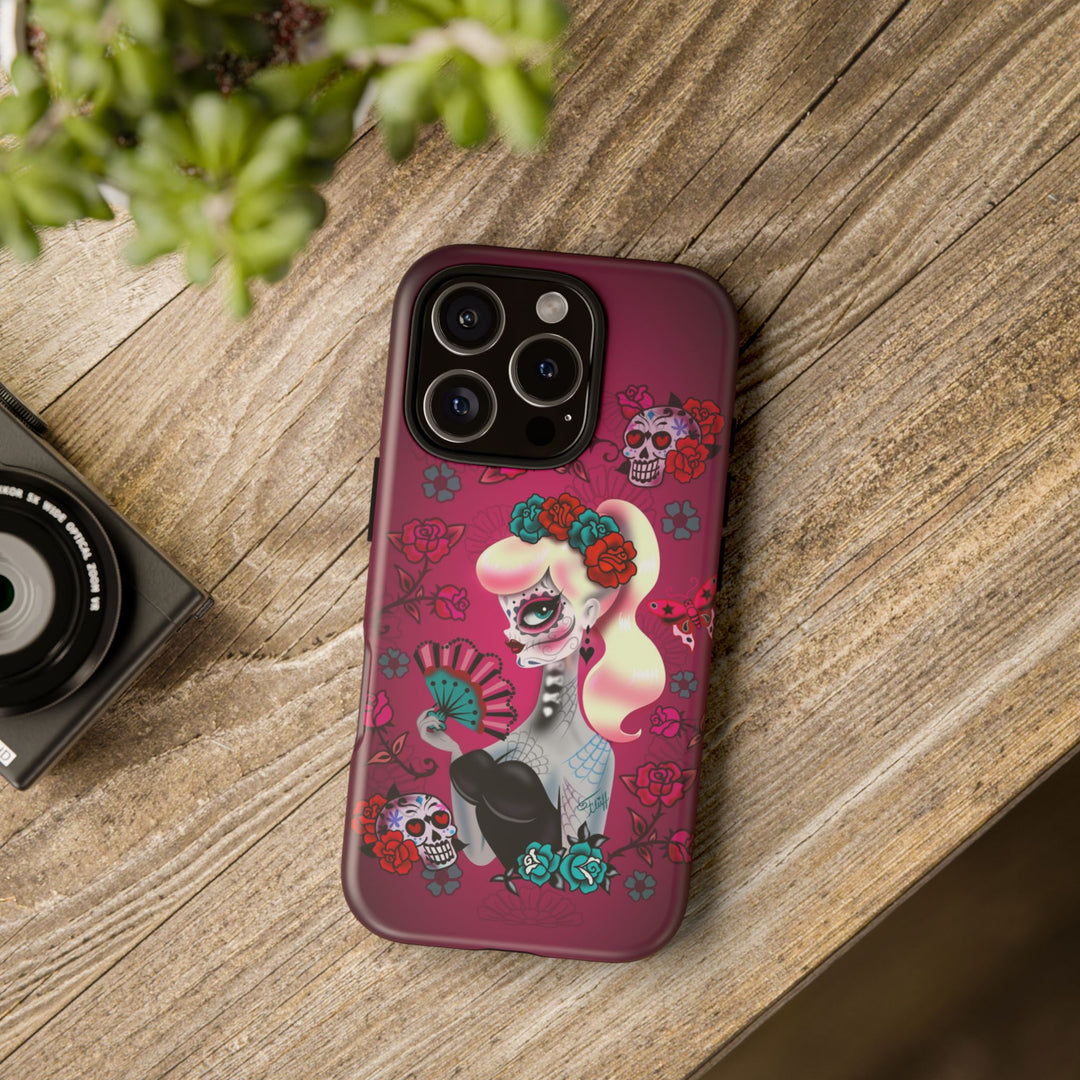 Blonde Sugar Skull Pinup Girl • Tough Phone Case