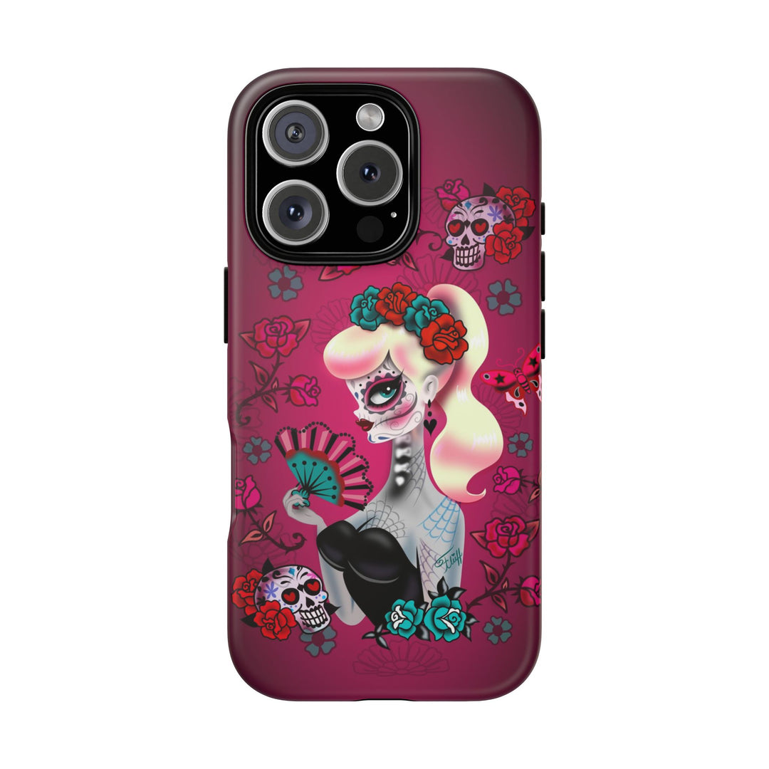 Blonde Sugar Skull Pinup Girl • Tough Phone Case
