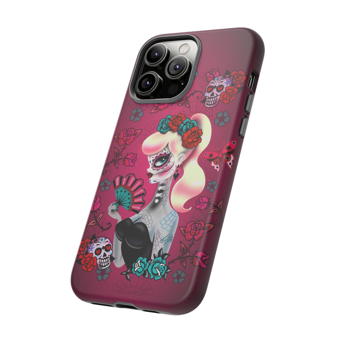 Blonde Sugar Skull Pinup Girl • Tough Phone Case