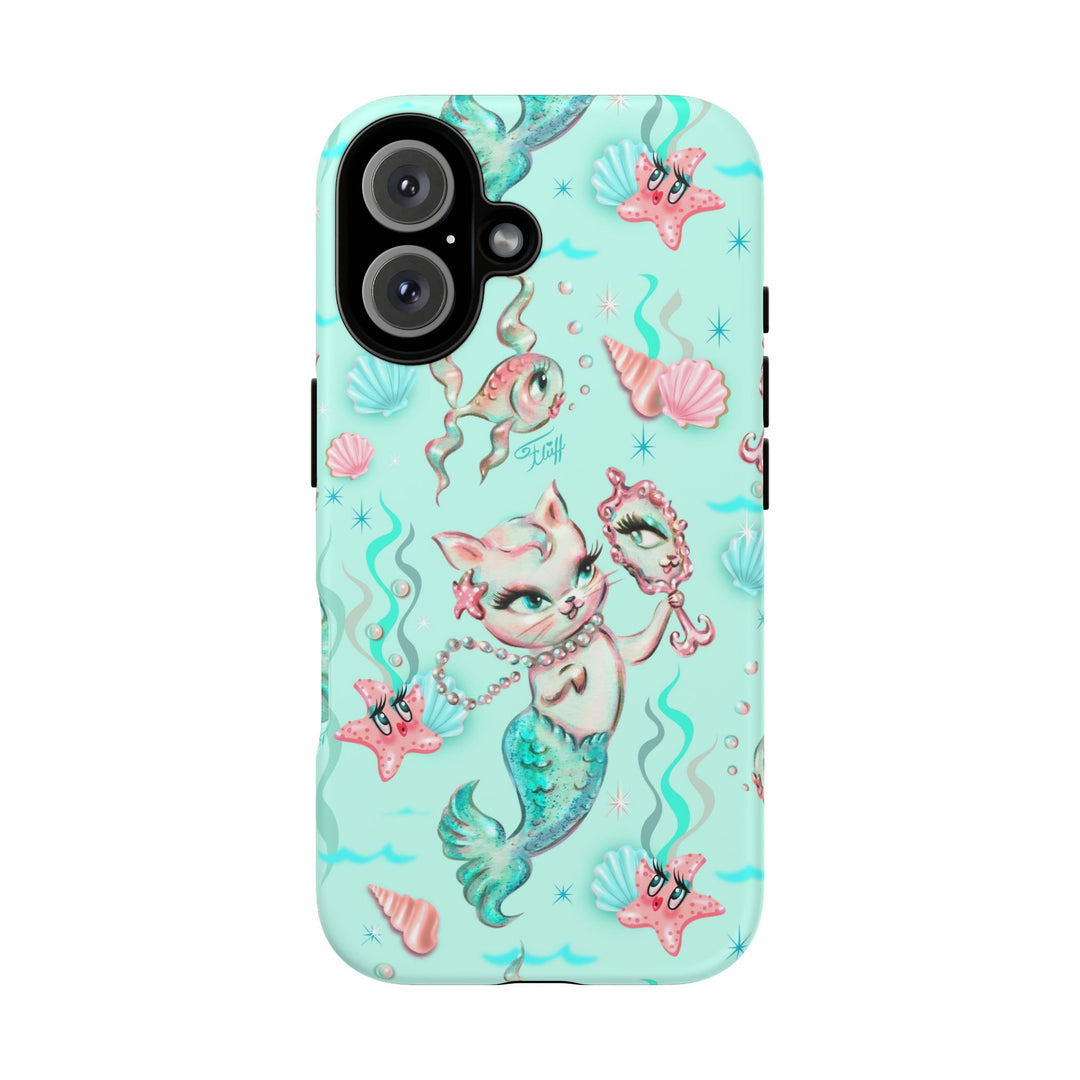 Merkitten with Pearls Aqua • Tough Phone Case