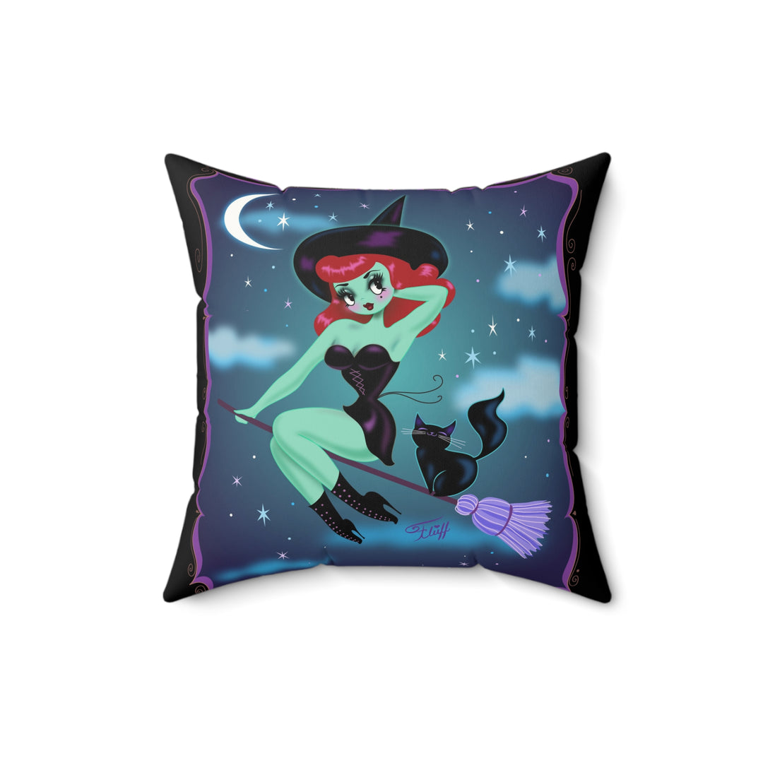 Cute Pinup Witch • Faux Suede Pillow