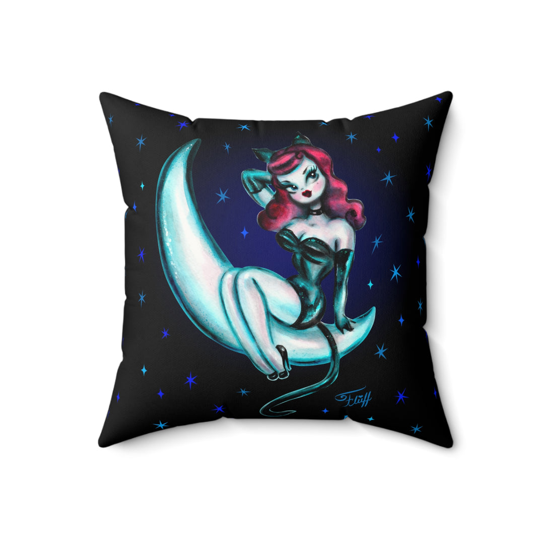 Kitten on the Moon • Faux Suede Pillow
