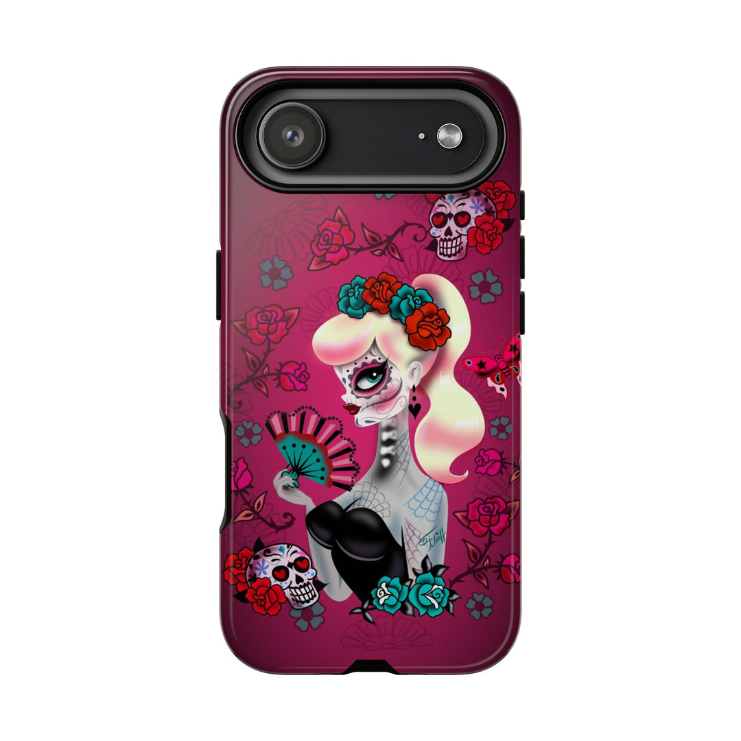 Blonde Sugar Skull Pinup Girl • Tough Phone Case