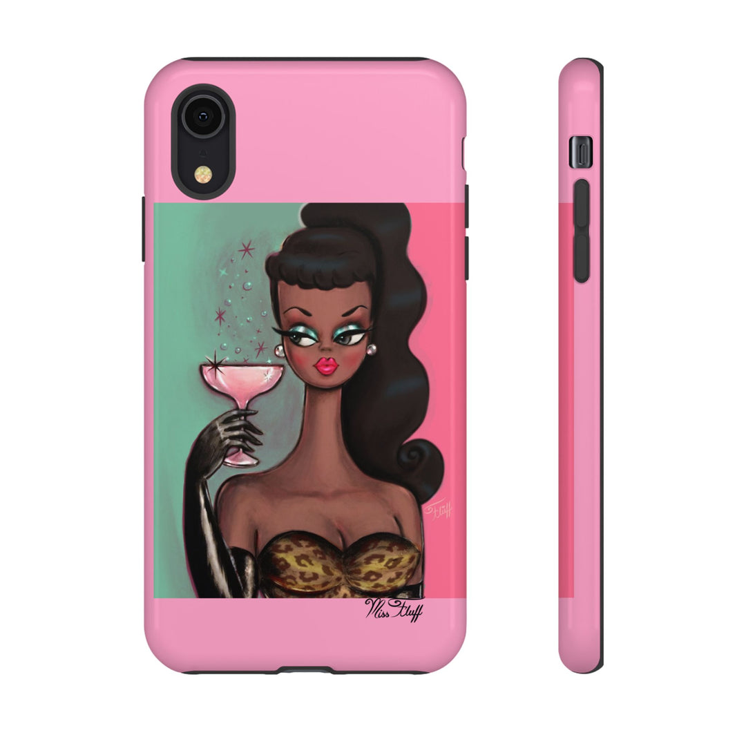 Brunette with Pink Champagne • Tough Phone Case