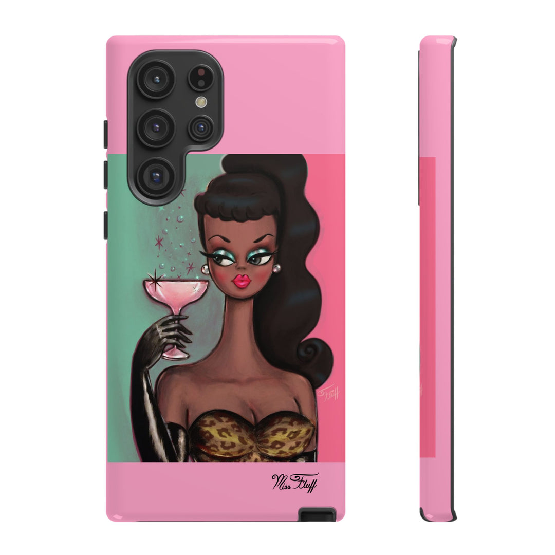 Brunette with Pink Champagne • Tough Phone Case