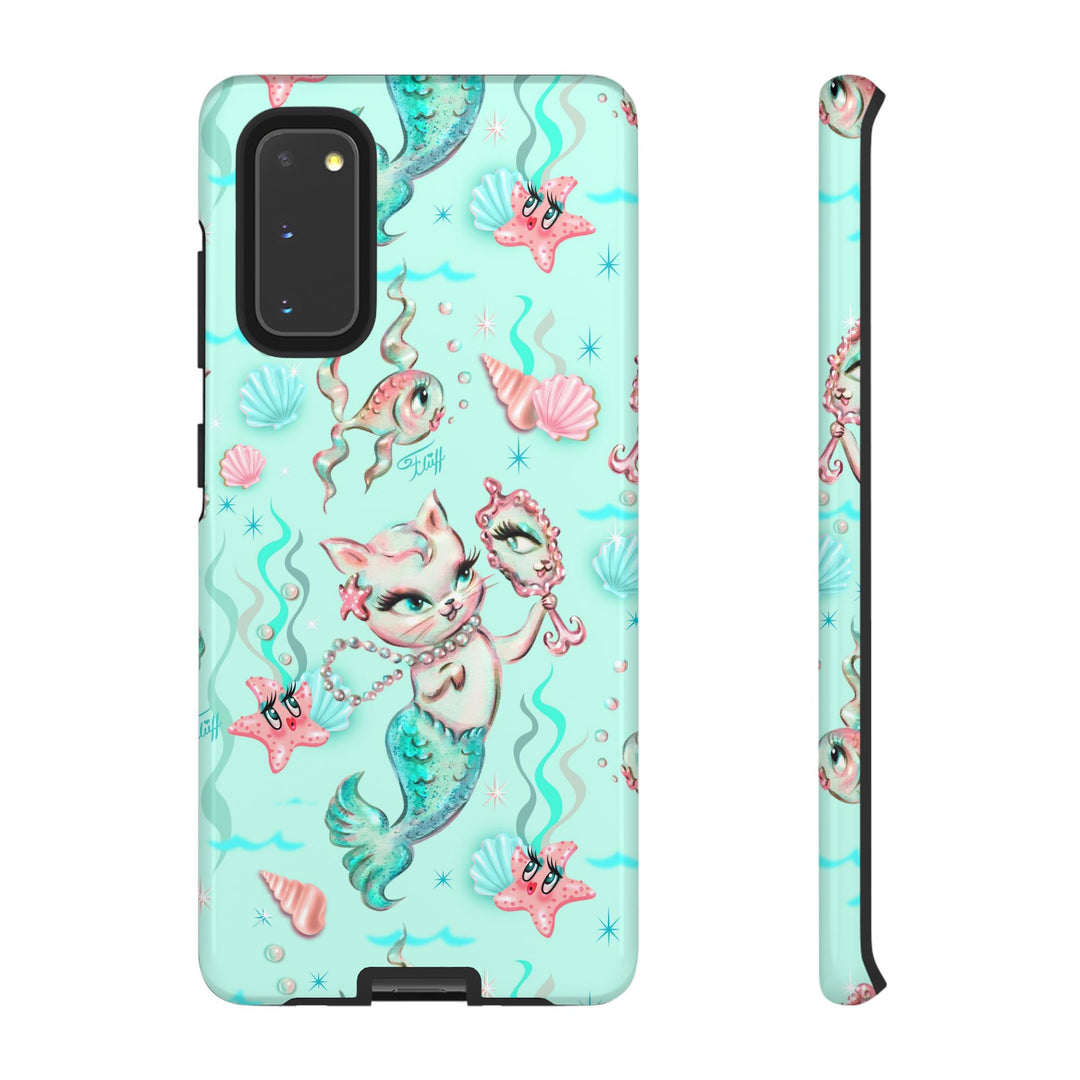 Merkitten with Pearls Aqua • Tough Phone Case