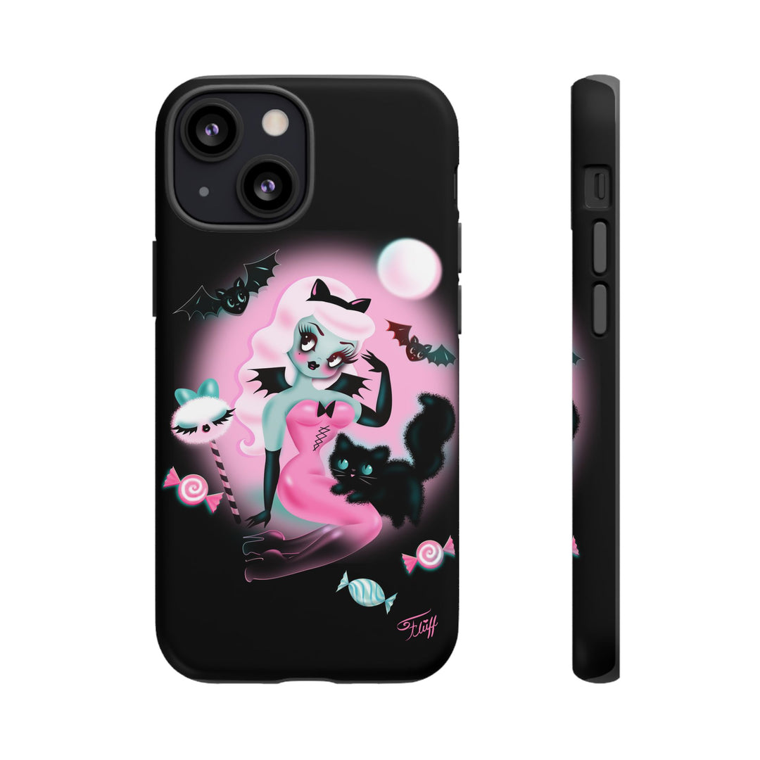 Pastel Candy Vampire with Kitty on Black • Tough Phone Case