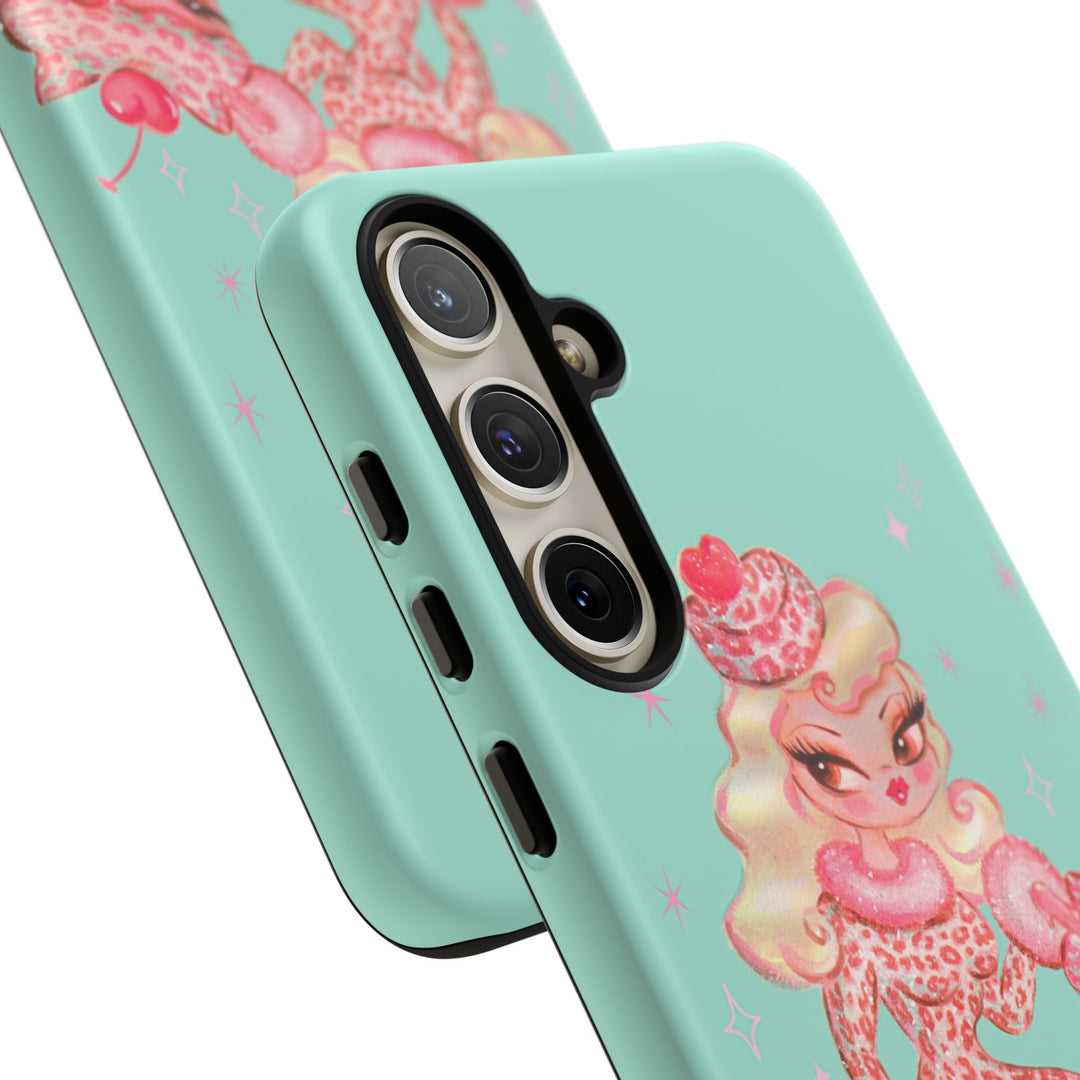 Leopard and Pink Cupcake Girl • Tough Phone Case