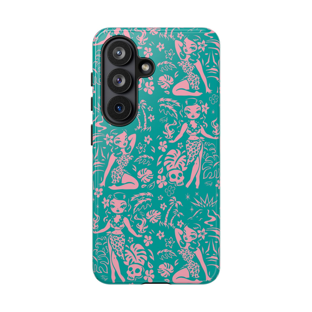 Tiki Temptress - Aqua and Pink • Tough Phone Case