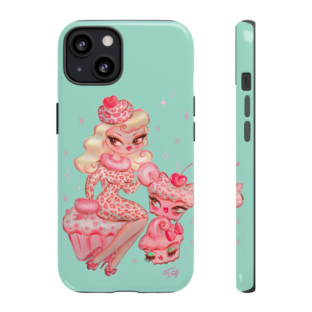 Leopard and Pink Cupcake Girl • Tough Phone Case