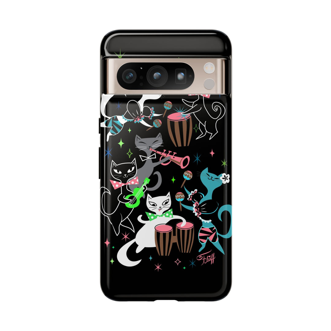 Mambo Kitties Band on Black • Tough Phone Case