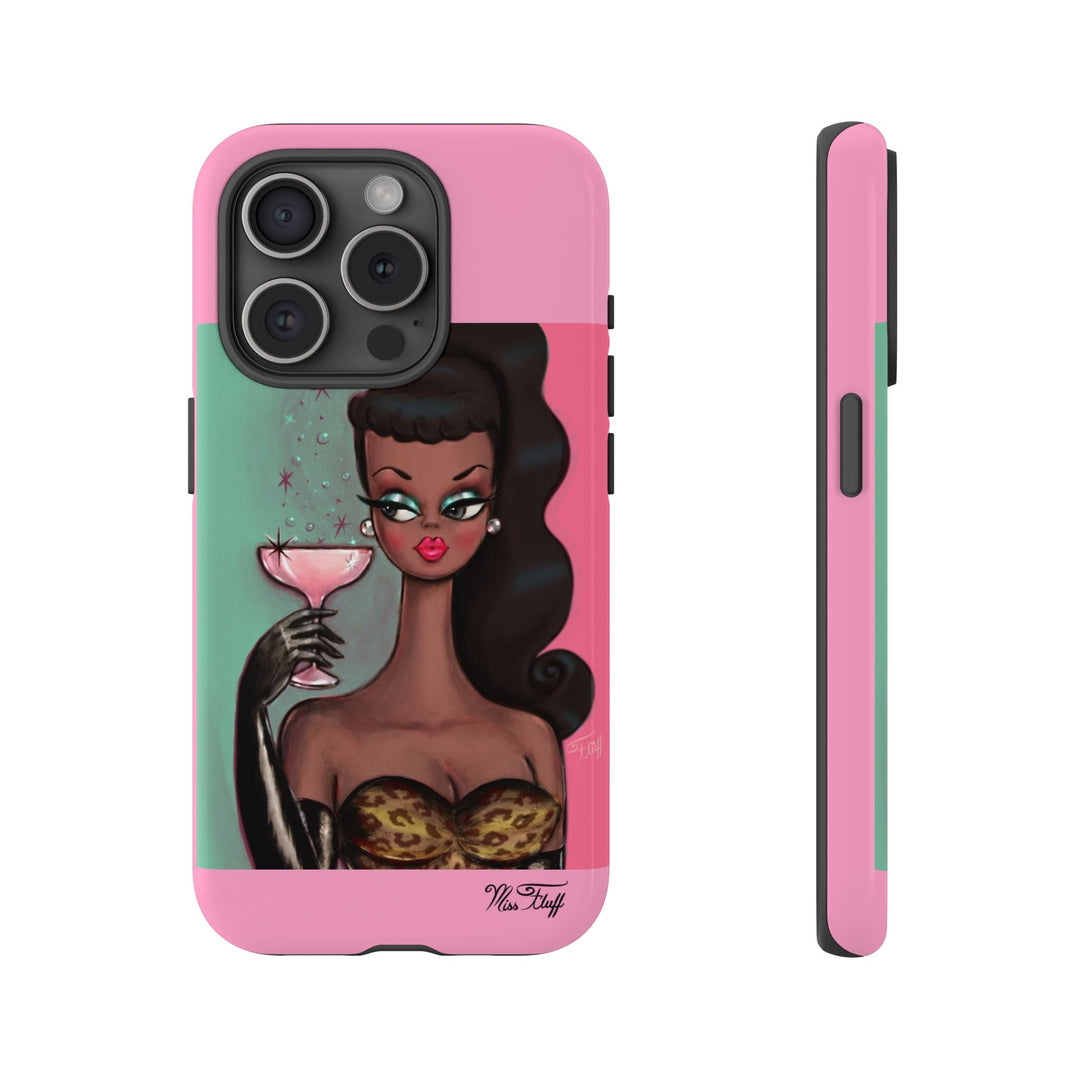 Brunette with Pink Champagne • Tough Phone Case