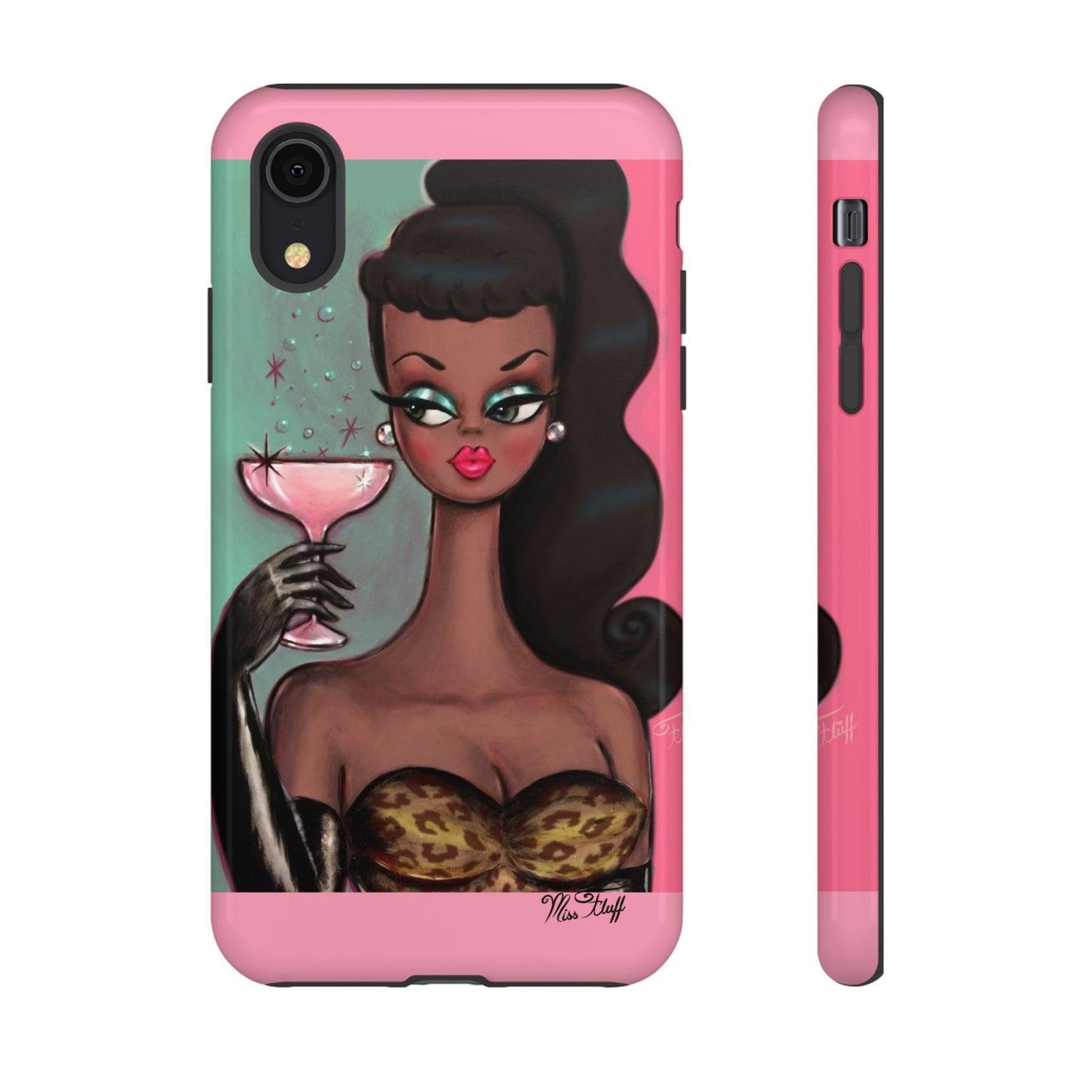 Brunette with Pink Champagne • Tough Phone Case