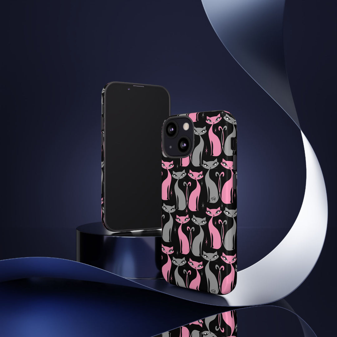 Mod Love Cats on Black • Tough Phone Case