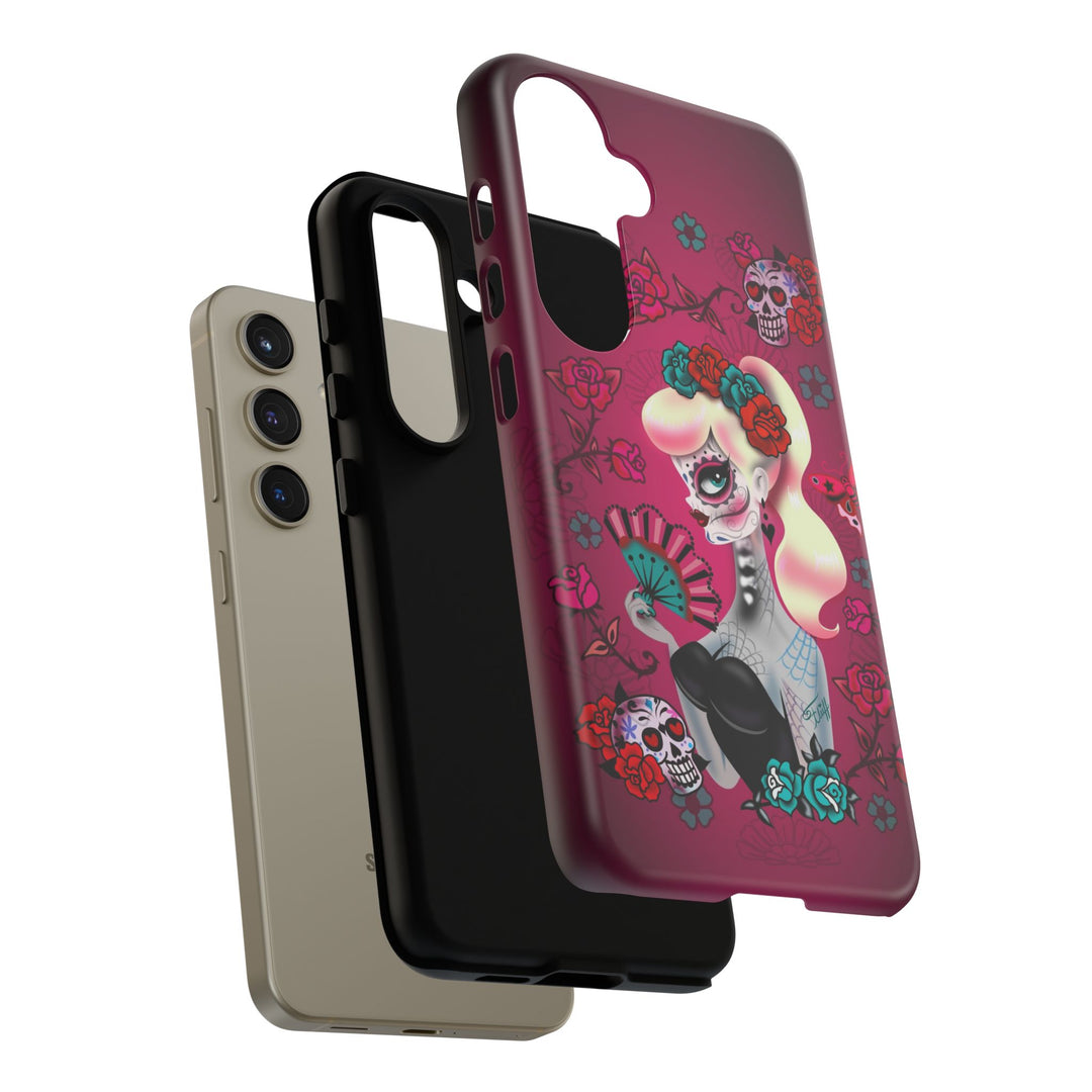 Blonde Sugar Skull Pinup Girl • Tough Phone Case