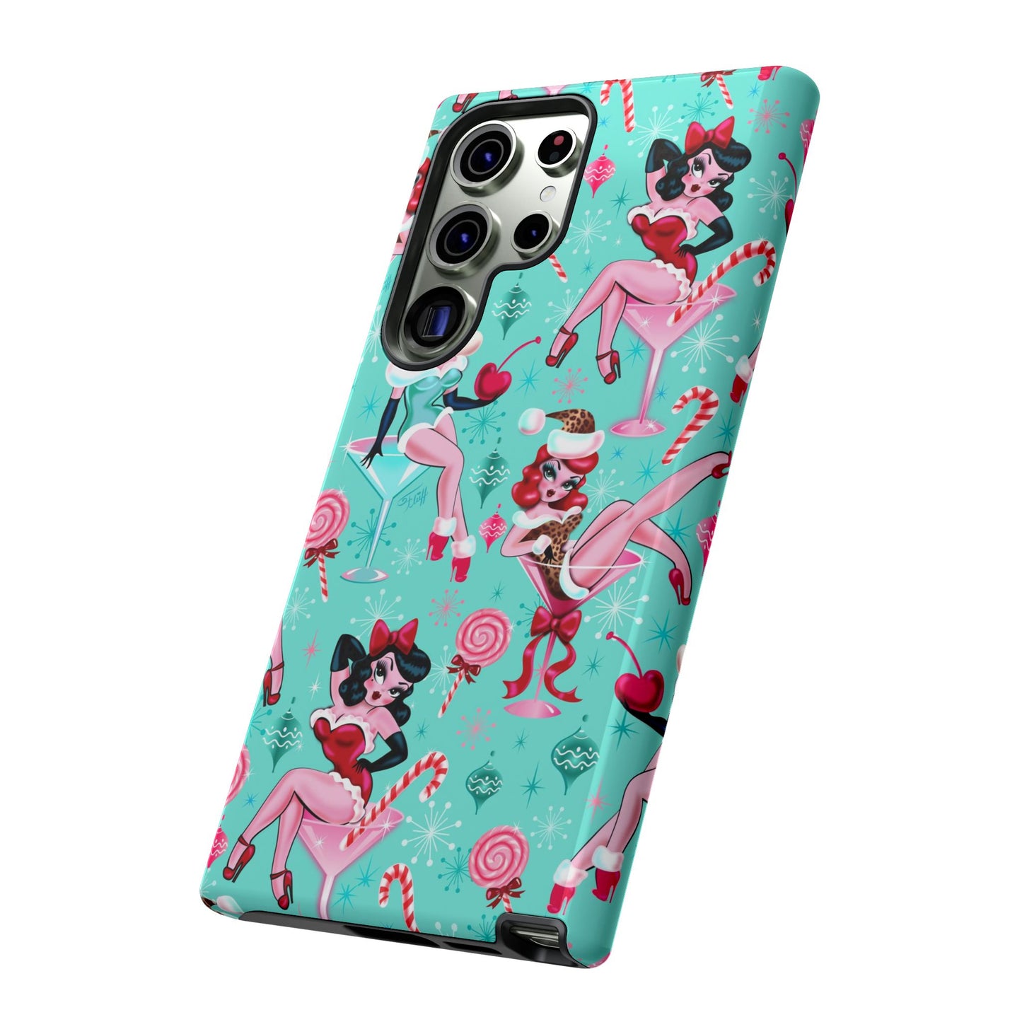 Christmas Candy Martini Pinup Girls • Tough Phone Case