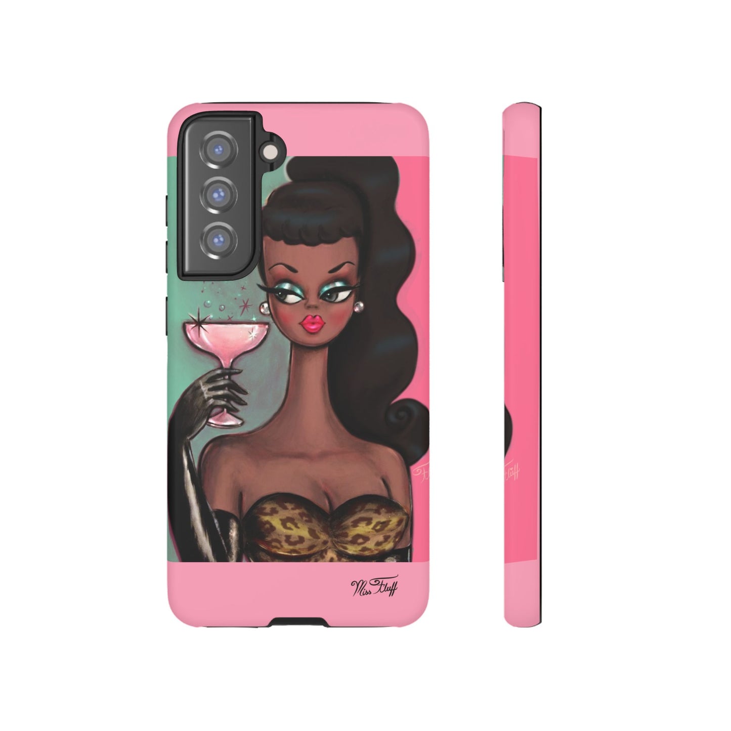 Brunette with Pink Champagne • Tough Phone Case