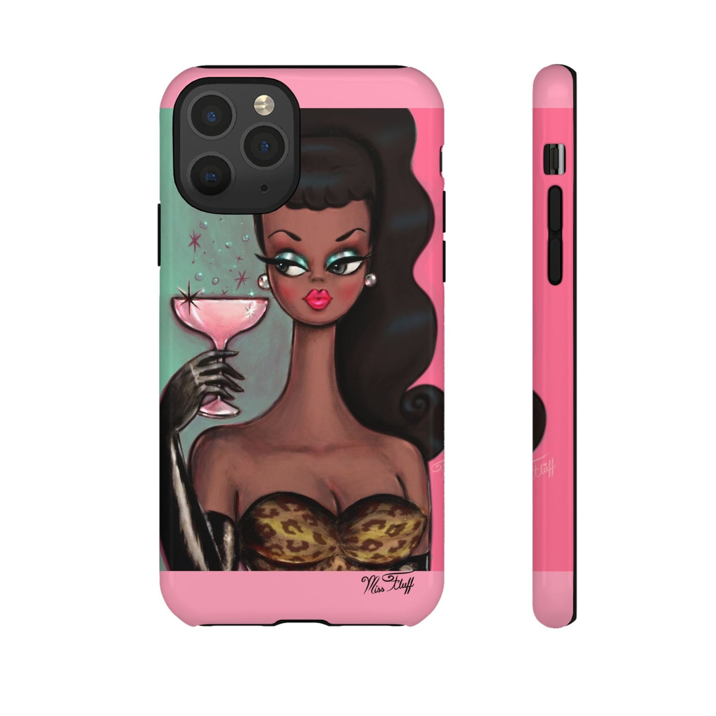 Brunette with Pink Champagne • Tough Phone Case