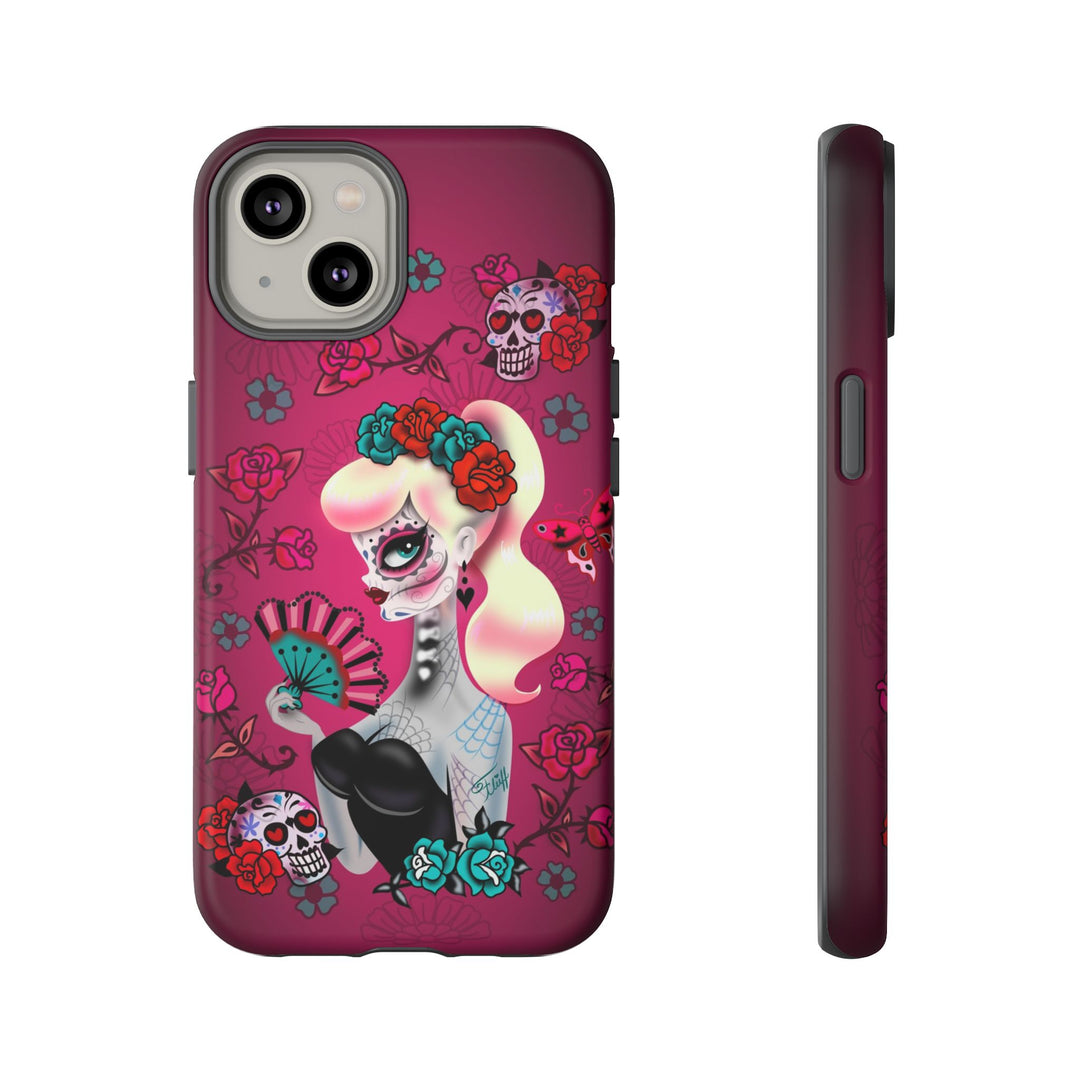Blonde Sugar Skull Pinup Girl • Tough Phone Case