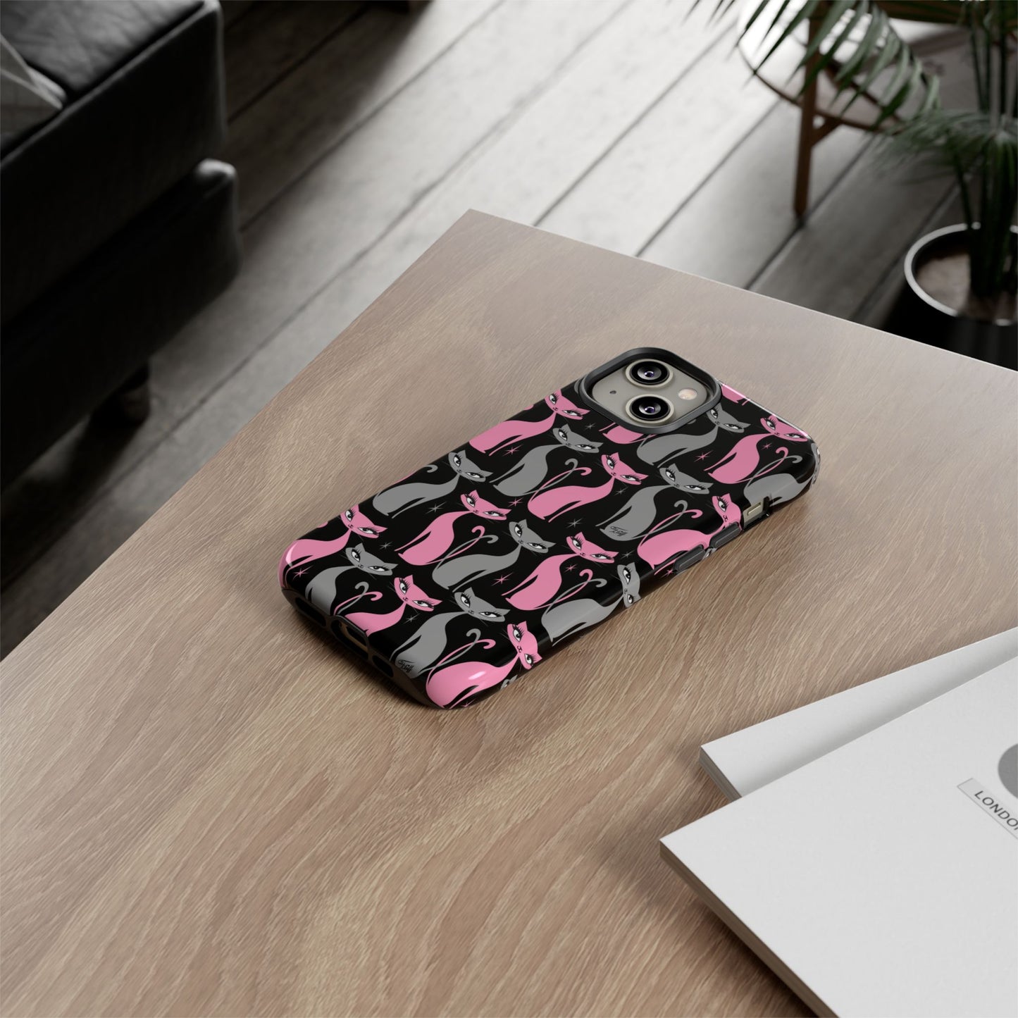 Mod Love Cats on Black • Tough Phone Case