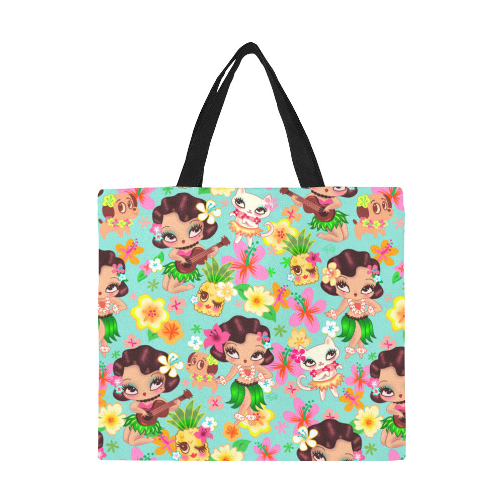 Hula Lulu Aqua • Canvas Tote Bag